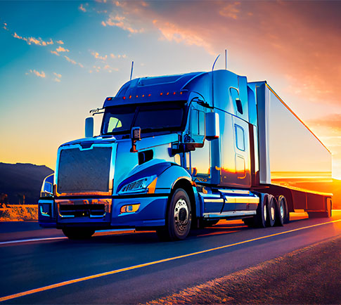 blue transport truck